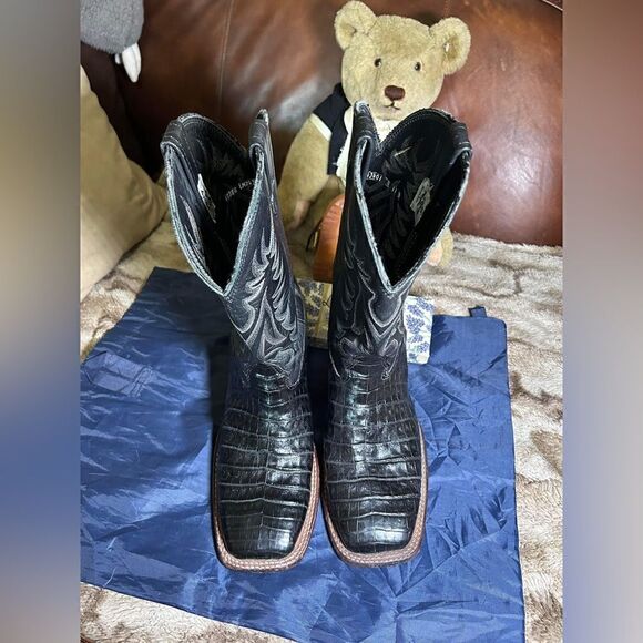 LARRY MAHAN nocona Western Boots Square ToeSz 11 ALLIGATOR CROCODILE - Picture 11 of 12